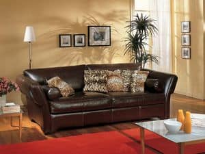 Shine Sofa, Sofa mit braunem Leder bezogen, für Wohnzimmer
