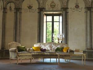 Silvia, Sofa ganz handgeschnitzt, Louis XV Style