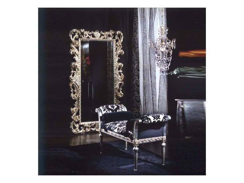 701 MIRROR, Spiegel in Holz, Silber-Finish, klassischen Luxus-Stil