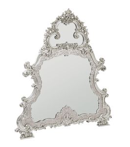 Imperial Spiegel, Spiegel mit Perlmutt-Rahmen, geschnitzt und mit Weigold bedeckt