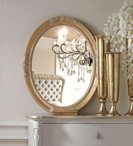 Live 5307 Spiegel, Ovaler Spiegel, mit Gestell aus Holz geschnitzt, in der Classic- Ausstattung