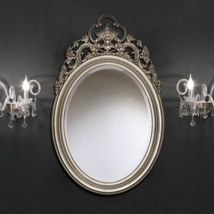 Luxury PASP7170, Ovaler Spiegel mit großer Blattsilberschnitzerei