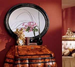 Milano mirror 834, Oval Spiegel mit Holzrahmen, Luxus classic