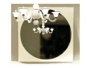 Reflex, Quadratischer Spiegel mit Rahmen aus bedrucktem Leder gefertigt