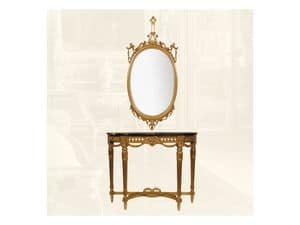 Wall Mirror art. 111/a, Ovalen Spiegel aus Lindenholz gefertigt, klassischer Stil