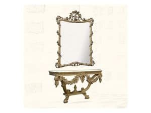 Wall Mirror art. 150, Spiegel mit Veredelungen in Blattgold, Stil Louis XV