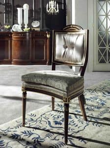 650, Klassischer Luxus Stuhl, Buchenholz, Sitz und Rcken gepolstert