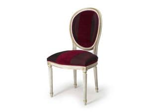 Art.104 chair, Stuhl mit oval gepolsterte Rückenlehne, im Stil Louis XVI