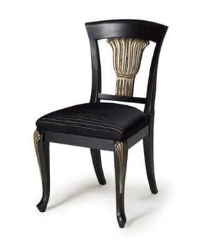 Art.139 Stuhl, Klassischer Stuhl aus Buchenholz, Sitz gepolstert mit Federn