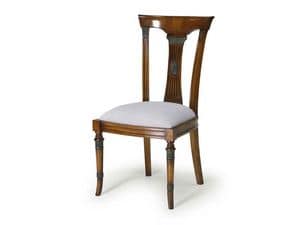 Art.186 chair, Esszimmerstuhl, gepolsterter Sitz und Rückenlehne aus Holz
