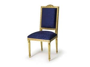 Art.441 chair, Gepolsterter Stuhl aus Buchenholz, im Stil Louis XVI