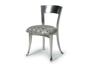 Art.446 chair, Holzstuhl mit gepolstertem Sitz, klassischer Stil