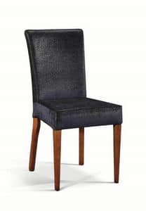 Art. 504s, Gepolsterter Stuhl mit Holzbeinen, handgefertigt