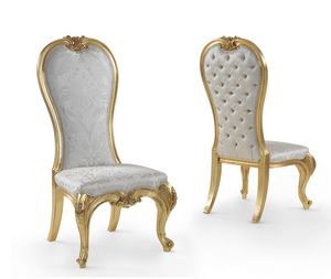Eufrasia, Eleganter Stuhl mit hoher Rückenlehne, Blattgold-Finish
