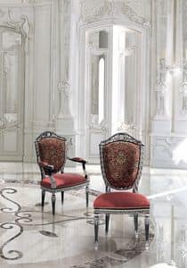 LG/500/S.LG/500/P, Klassischer Luxus Stuhl mit gepolstertem Sitz und Rcken