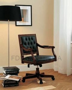 Luigi, Stuhl mit Rdern aus Holz und Leder