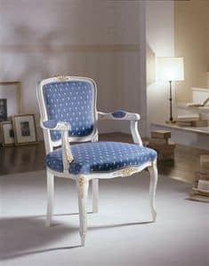 M 614, Stuhl mit gepolsterten Armlehnen und lackierten Dekorationen