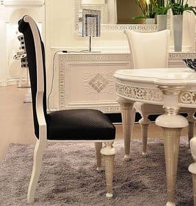 SED 050, Stuhl aus lackiertem Holz und Kunstleder, klassischer Luxus
