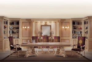 40, Luxus klassischen rechteckigen Tisch mit zwei geschnitzten Basen