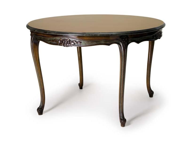 Art.157 dining table, Runder Esstisch aus Holz, Stil Louis XV