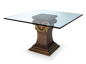 Art.528 dining table, Tisch mit Glasplatte und Buchen Basis, klassischen Stil