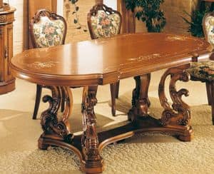 Art. L-805, Ovalen Tisch in carvede Nussbaum, handgefertigten Schmuck, klassischen Stil