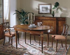 D 306, Ovalen Tisch aus Kirschholz, ausziehbar, Luxus classic