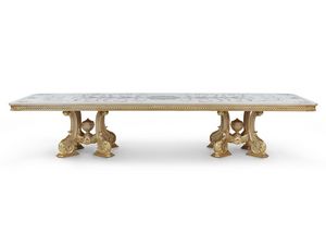 Eufrasia, Luxuriöser Tisch, Tischplatte mit raffinierter Blumeneinlage