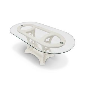 MONTE CARLO / Tiche, Ovaler Tisch mit Glasplatte