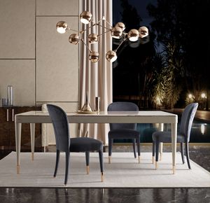 Oscar Tisch, Tisch aus Leder mit Marmorplatte