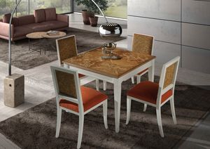 Re Art Tisch, Quadratischer Tisch mit Intarsien