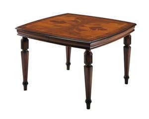 Salviati RA.0684, Tisch aus Nussbaum, mit Intarsien oben, ausziehbar, klassisch