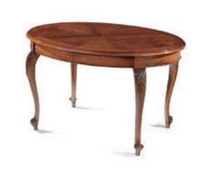 Settecento ovalen Tisch, Ausziehbarer ovaler Tisch, mit Fischgrät-Intarsien