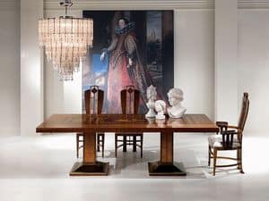 TA46 Luci della ribalta Tisch, Ausziehbarer Tisch aus Holz für klassische Möbel