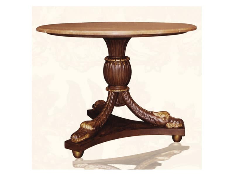 Table art. Croco, Esstisch aus Holz mit oben in roten Marmor