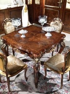 Vittoria square table, Quadratischer Tisch aus Holz geschnitzt, fr die reichen Salons