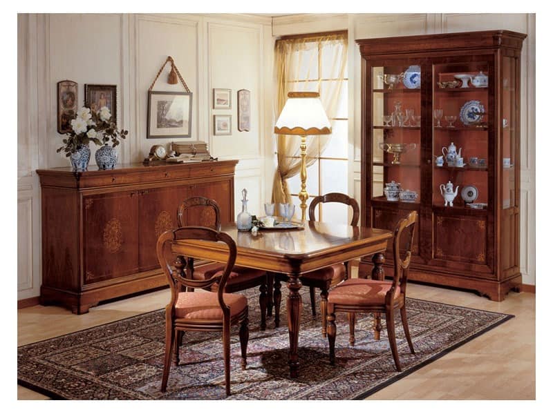 Art. 279 display cabinet '800 Francese, Schaufenster in der Hand geschnitzten Holz, für Esszimmer