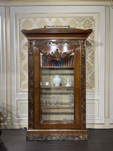 Art. 9000/01 1-t�rige Vitrine Luigi XV, Vitrine im klassischen Stil mit Marmor- und Perlmutteins�tzen