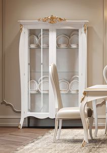 Incanto Art. C34102, Elegante Vitrine im klassischen Stil aus wei� lackiertem Holz