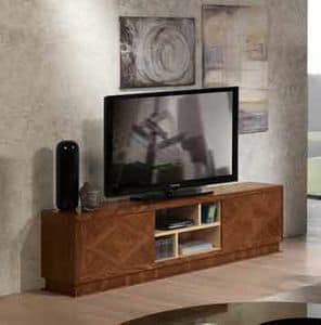 MB55 Desyo TV-Möbel, TV-Schrank in eingelegtem Holz, für klassische Wohnzimmer