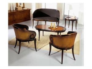 TOFEE round table 8179TL, Runder Couchtisch aus Massivholz, klassischen Stil