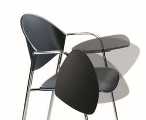 DELFI 085 TDX, Stuhl in Metallrahmen, Sitz in Polymer, mit Schreibtisch