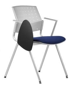 NESTING DELFIBRIO 065 TDX, Stuhl mit gepolstertem Sitz, Metallsockel, Schreibplatte