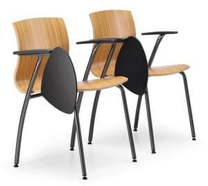 WEBWOOD 358 TDX, Stuhl aus Metall und Sperrholz, mit Schreibplatte