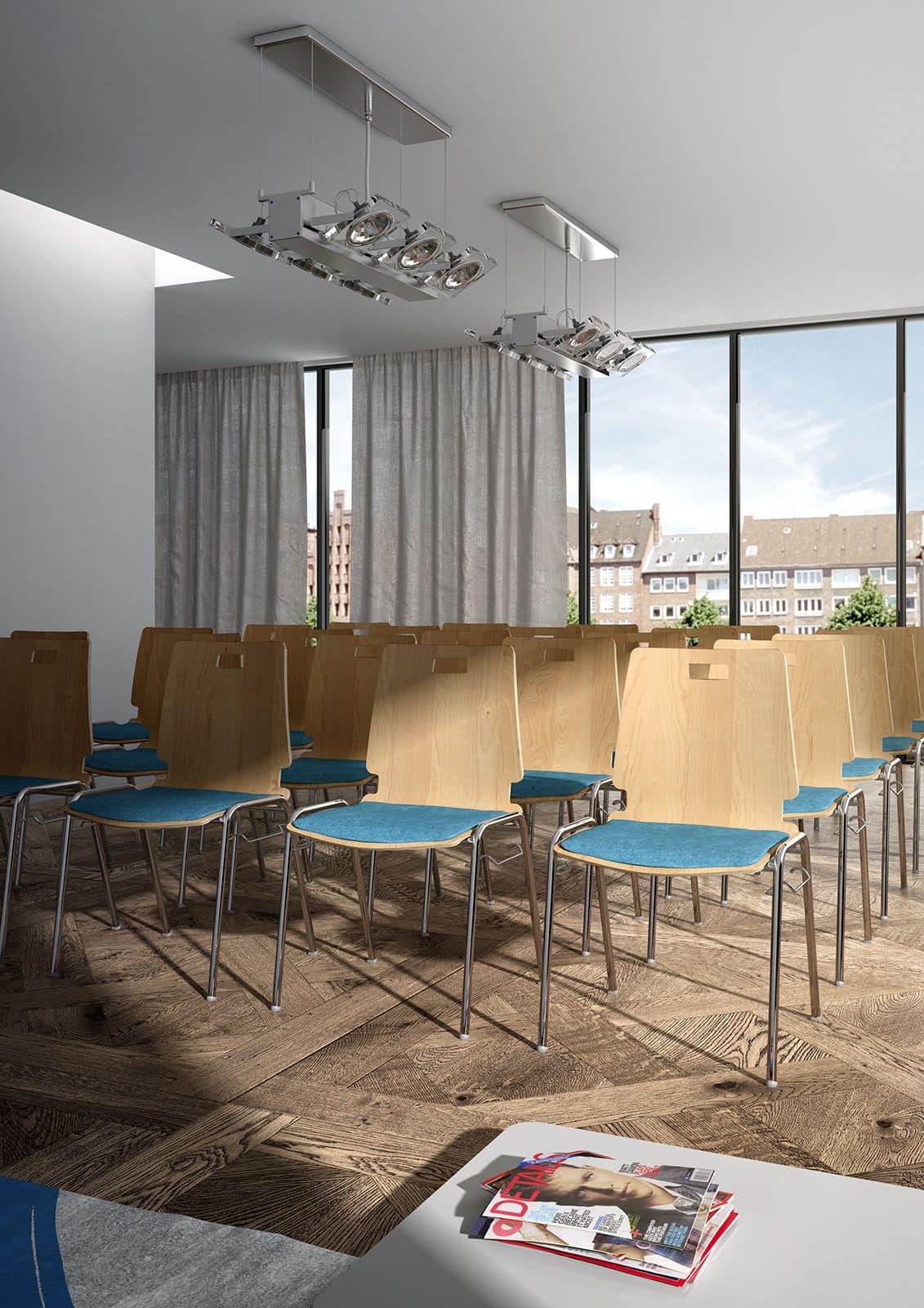 Cristallo 0662LE, Stuhl aus Holz und Metall für Warteräume und Büros