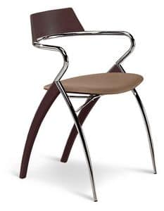 LODI, Stuhl aus Metall und Holz, Kunstleder Sitz, mit Armlehnen