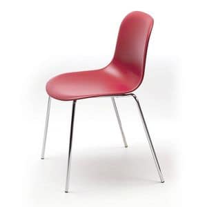 Máni 4L, Stapelbarer Stuhl aus verchromtem Stahl und Polypropylen