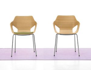 Spark Wood 01, Stuhl mit Stahlgestell und Holzschale, für Konferenz