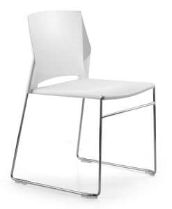 TREK 030, Stapelbarer Stuhl, Metall auf Kufen, Shell-Polymer