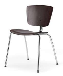VEKTA 100, Stapelbarer Stuhl aus Metall und Buchensperrholz